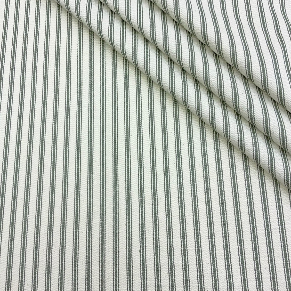 S122 French Woven Ticking Forest Green