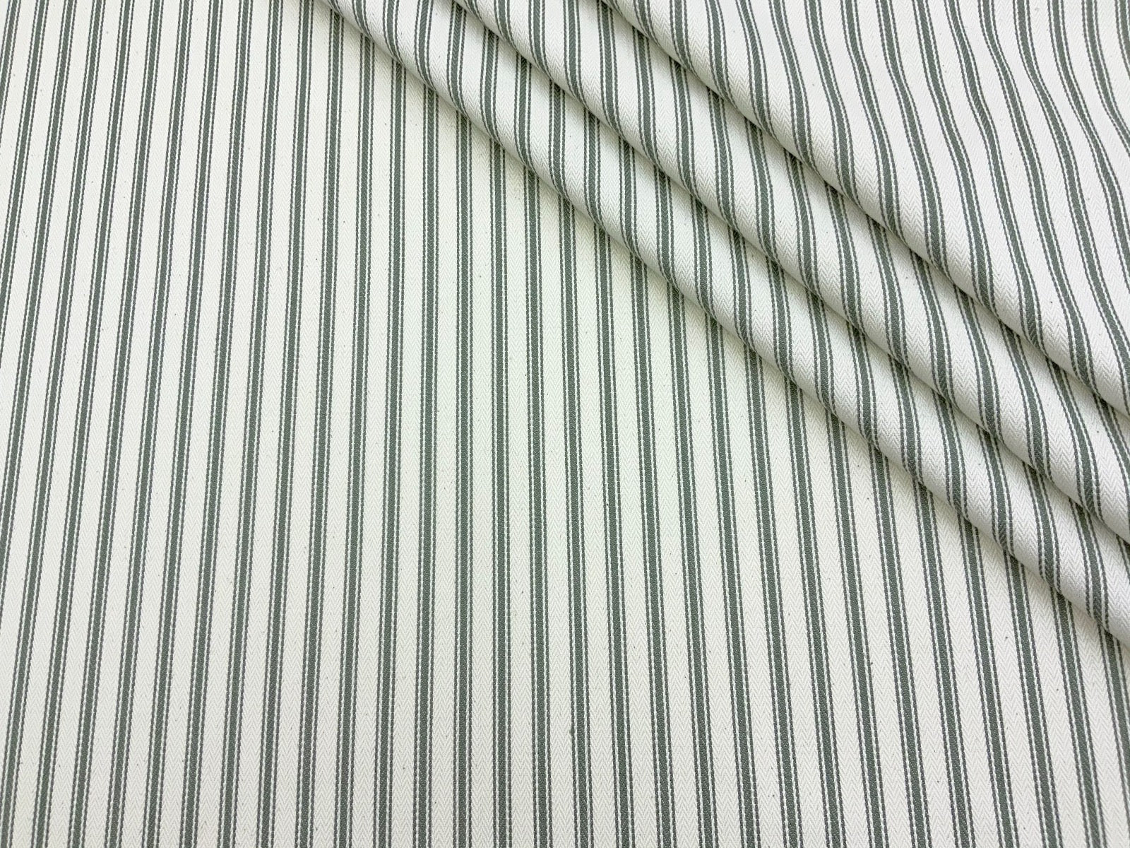 S122 French Woven Ticking Forest Green