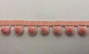Rose Pink Velvet Pom Pom Trim