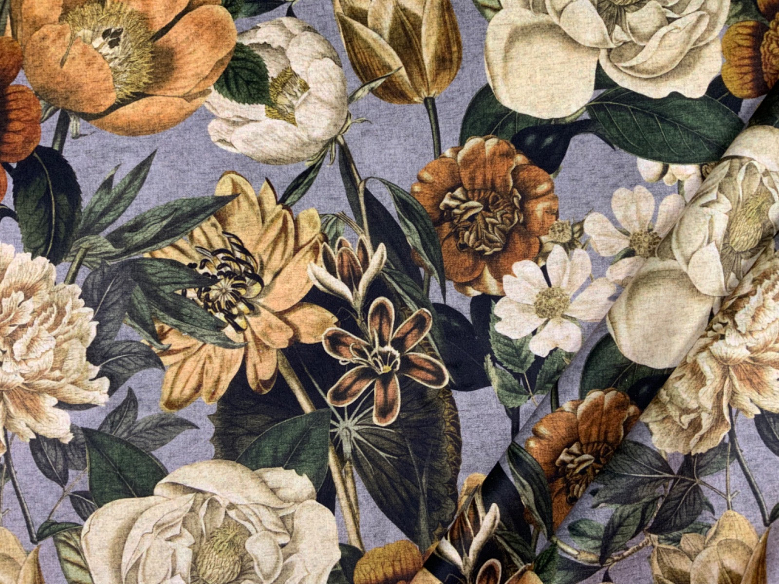 Tex Ex 2677 Antique Flower Velvet Grey