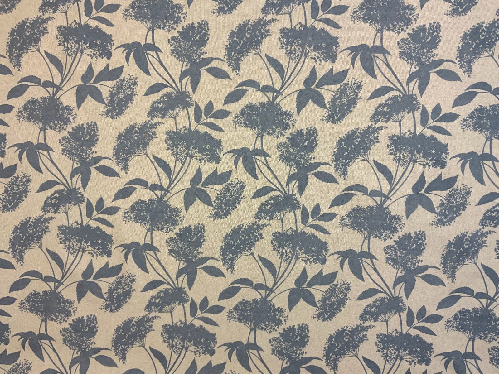 S188 Elderflower Oilcloth Natural Blue