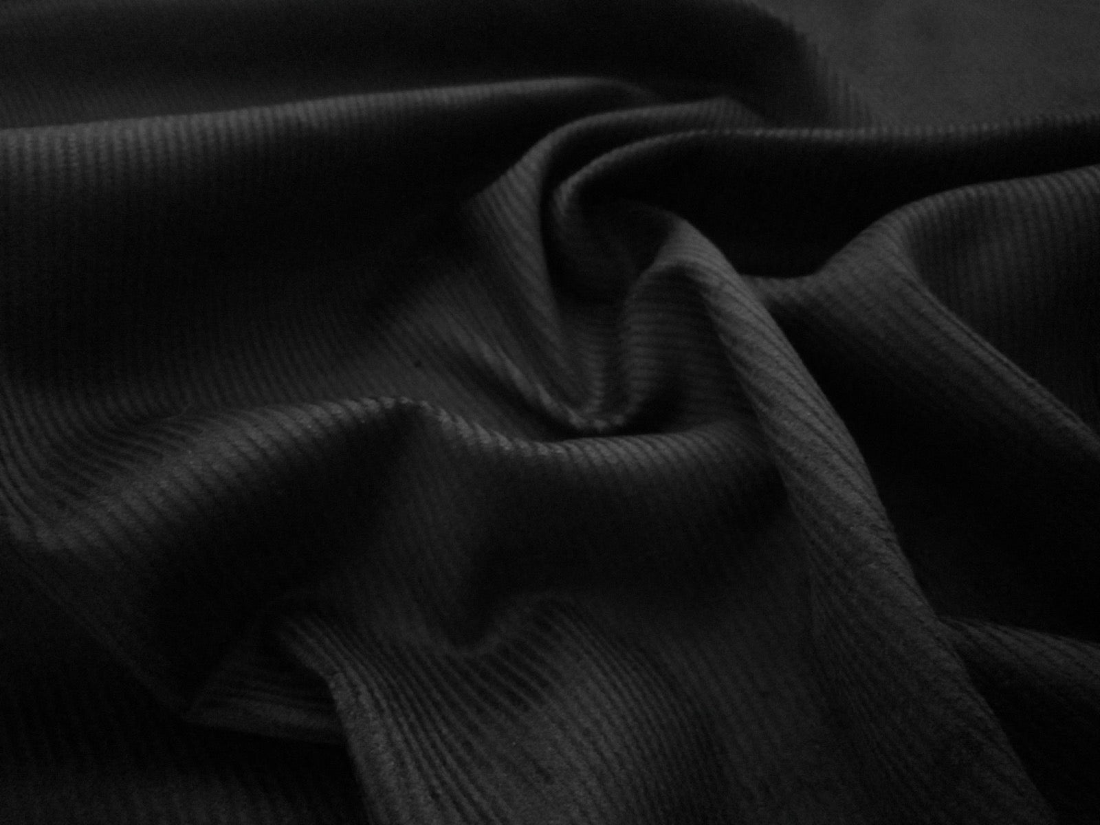Black Cotton 8 Wale Corduroy