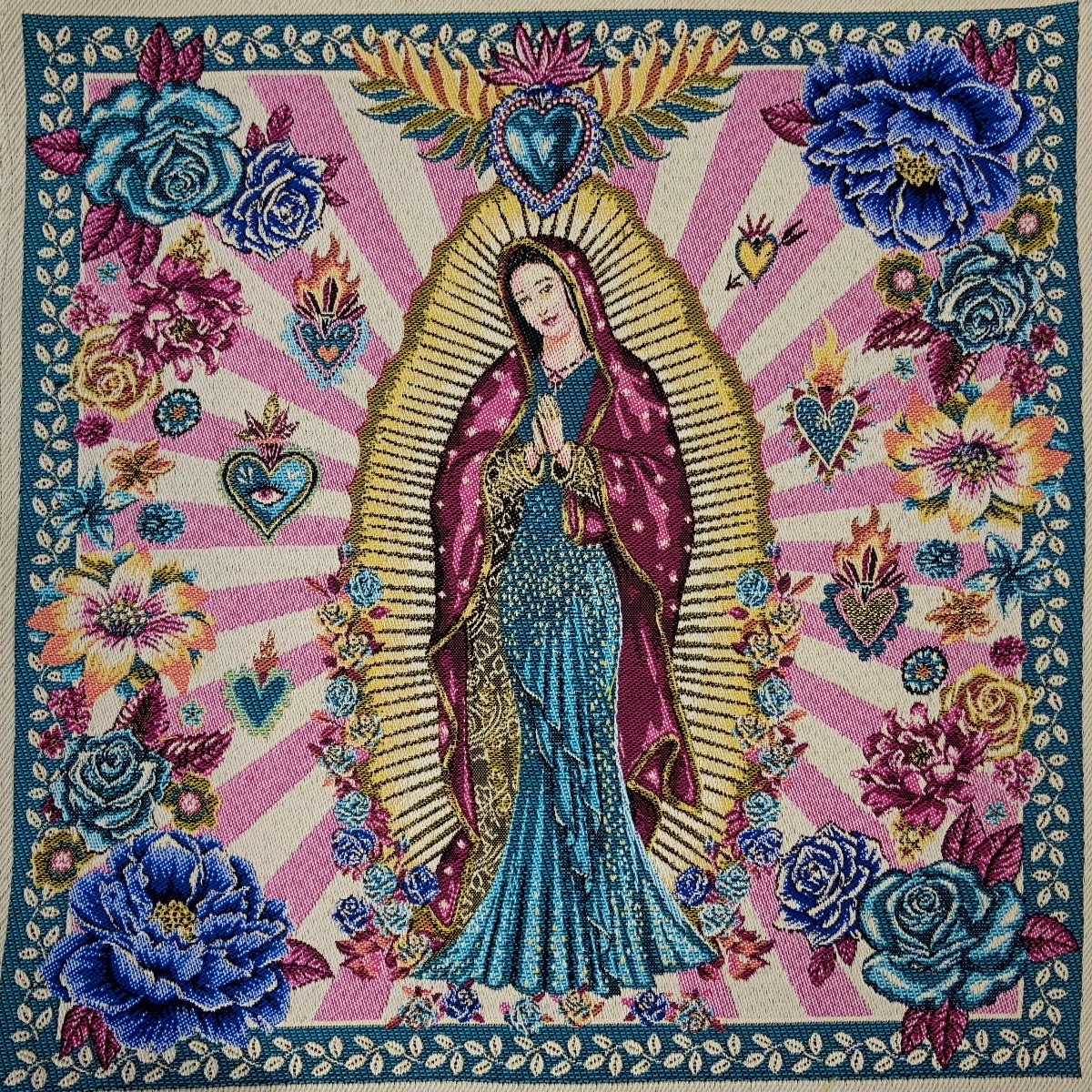 French Woven Religious Icon Cushion Panel Jewel.