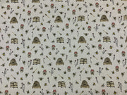 T376 Bee Hives Honey Pots Linen