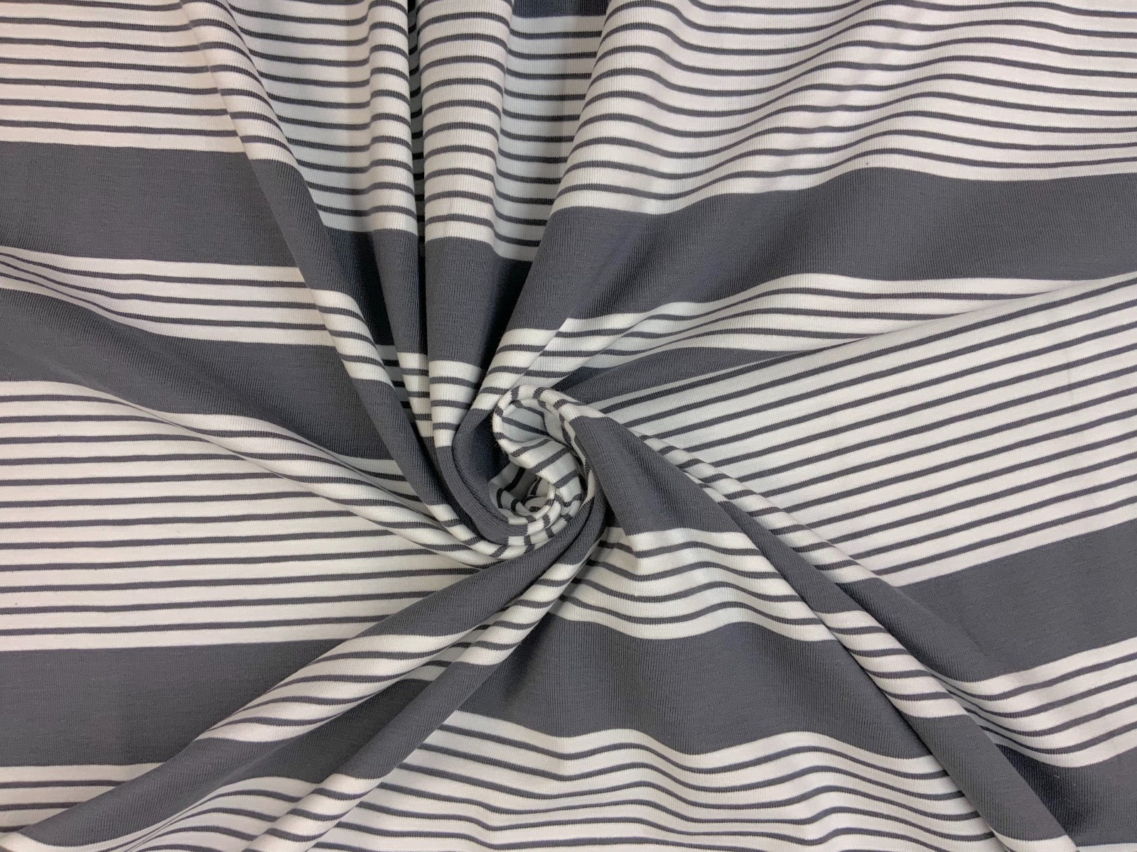Block Stripe Cotton Jersey Grey  I229