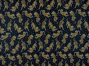 H331 Leopard Tapestry Metallic Hearts Noir
