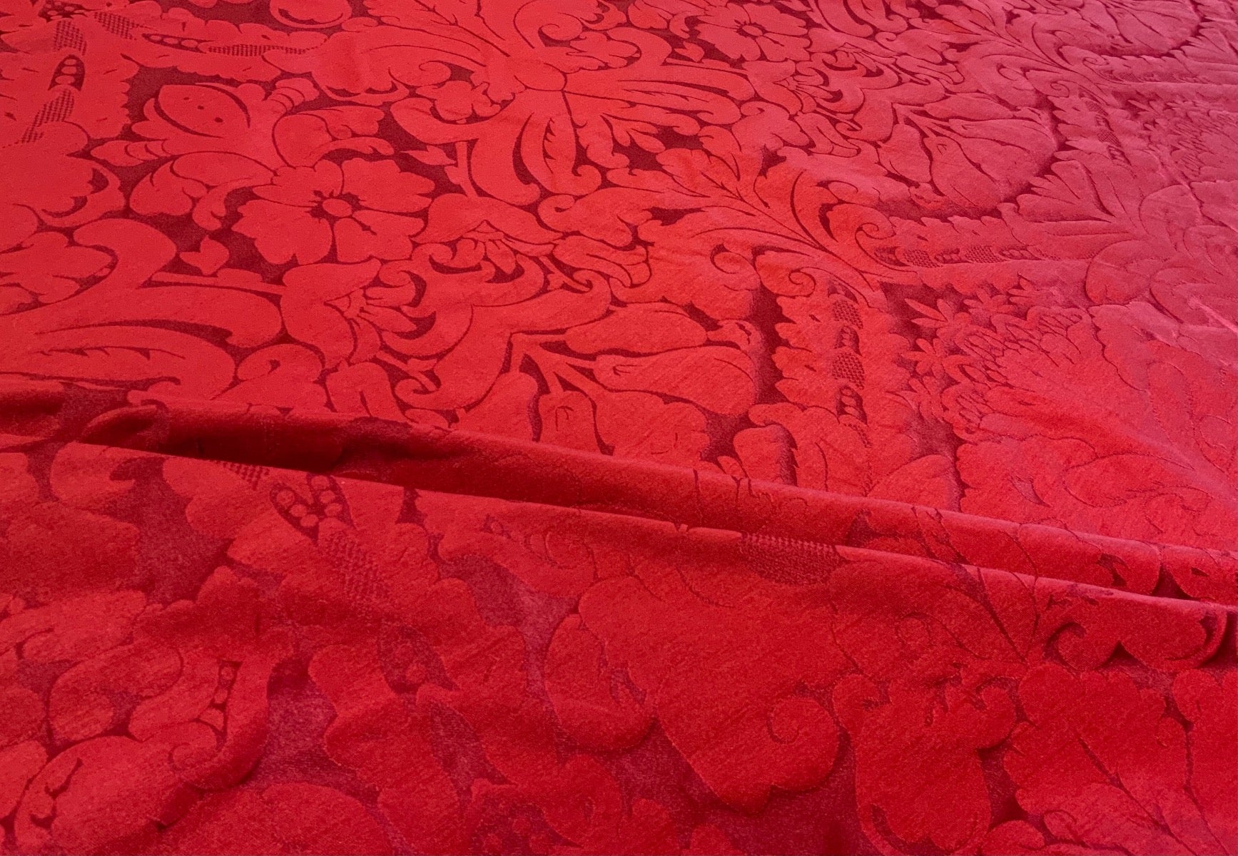 Faux Silk Damask Red