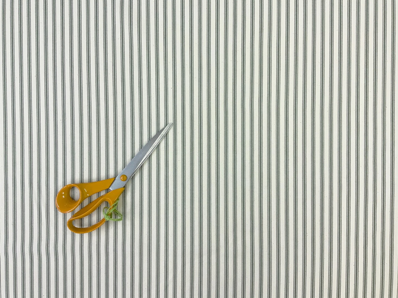 S122 French Woven Ticking Forest Green