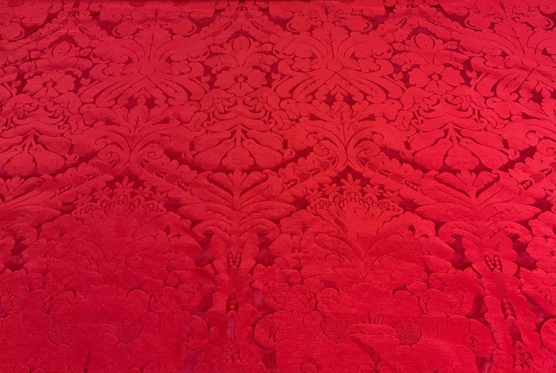 Faux Silk Damask Red
