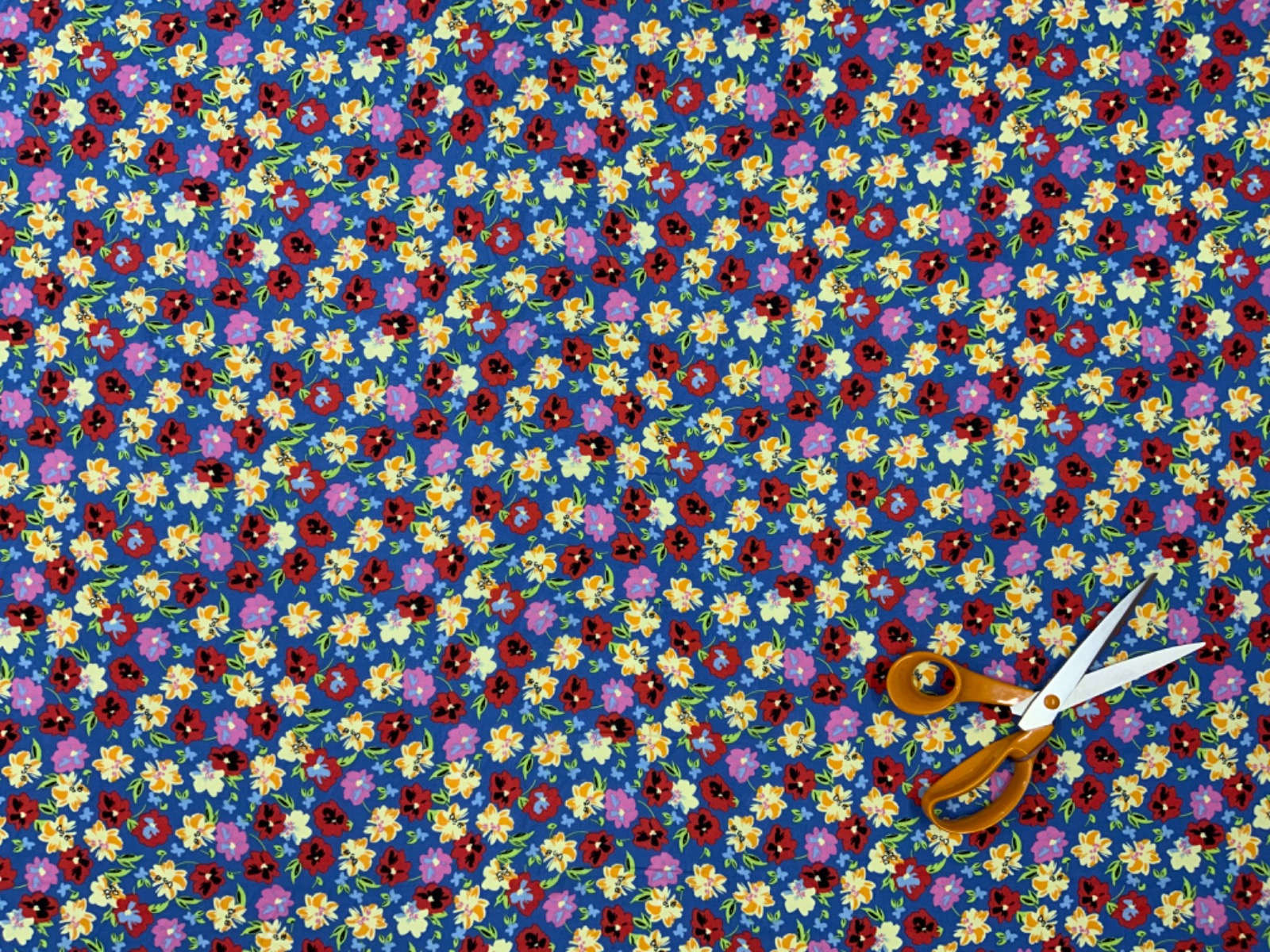 Happy Flowers Viscose Blue Multi F291