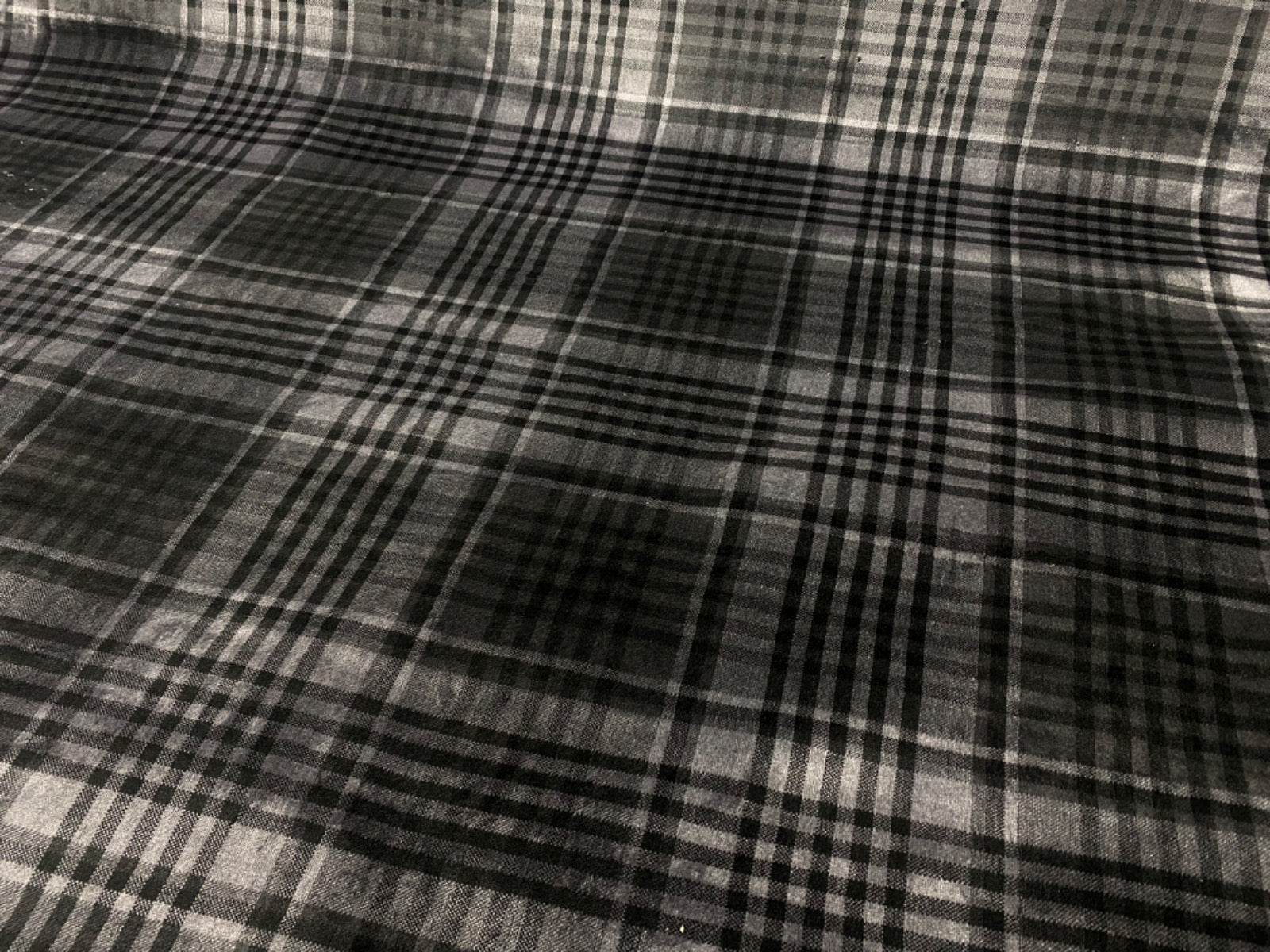 Tex Ex 2814 Heavy Check Upholstery Velvet Black Grey