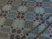 S57 Linen Look Welsh Blanket Slate Aqua Print