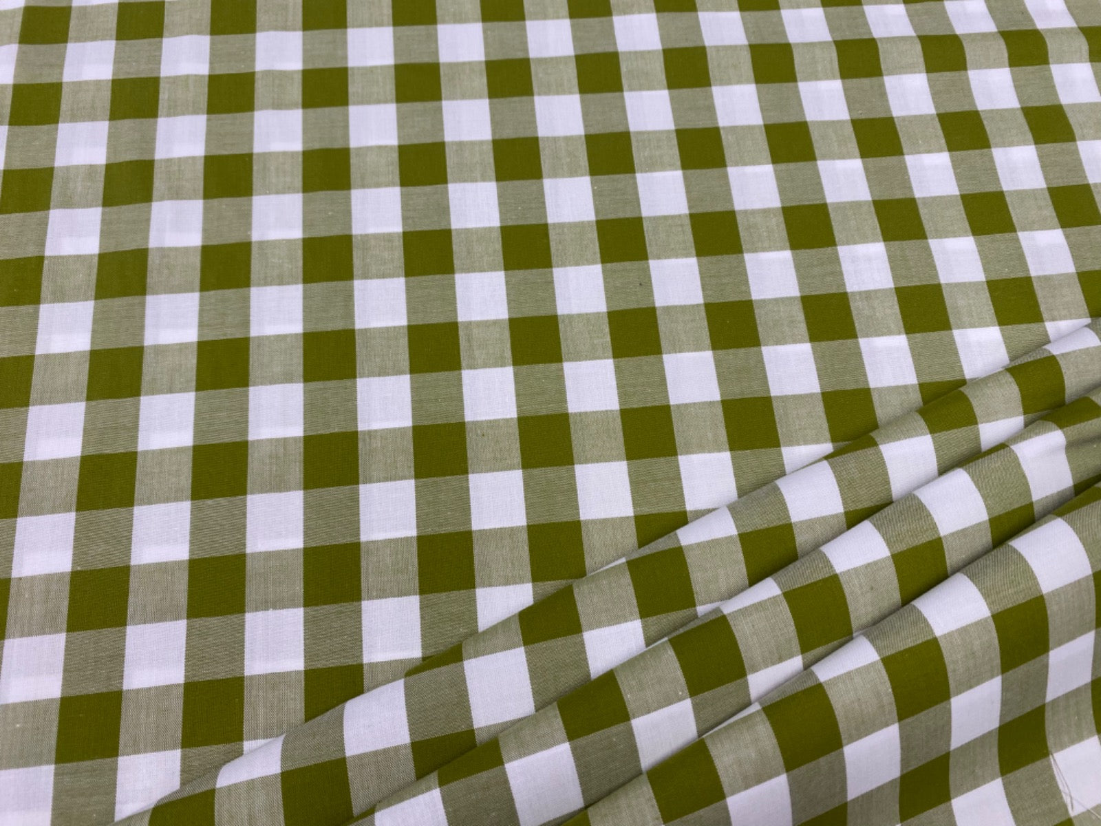C746 17mm Green Olive Woven Cotton Gingham