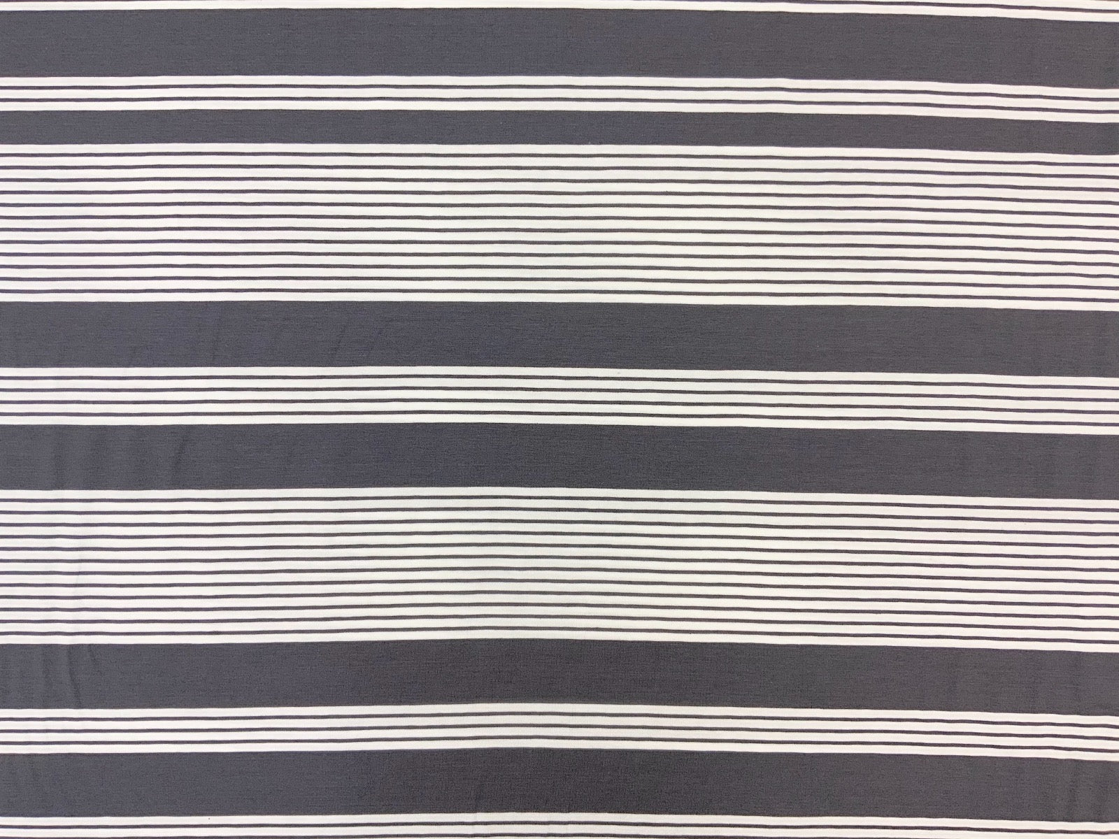 Block Stripe Cotton Jersey Grey  I229