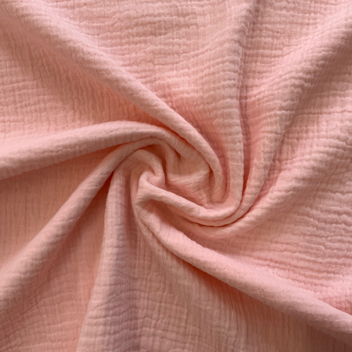 C641 Muslin Double Gauze Crinkle Pale Pink Fabric Gathered