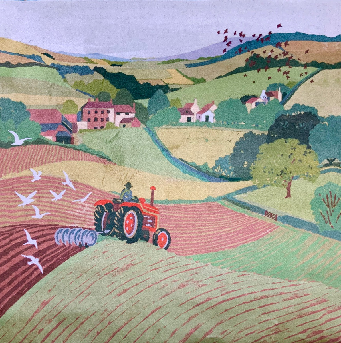 Country scene Shimmer Velvet Cushion Panel