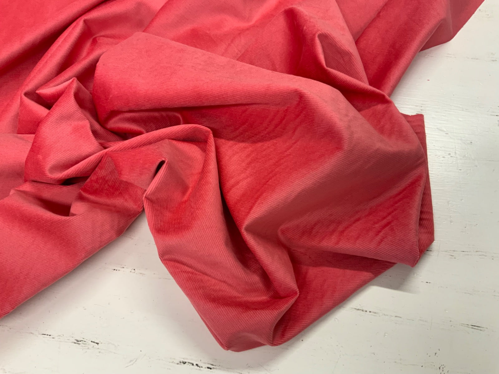 F261 Ex Designer Stretch 18 Wale Corduroy Coral Pink