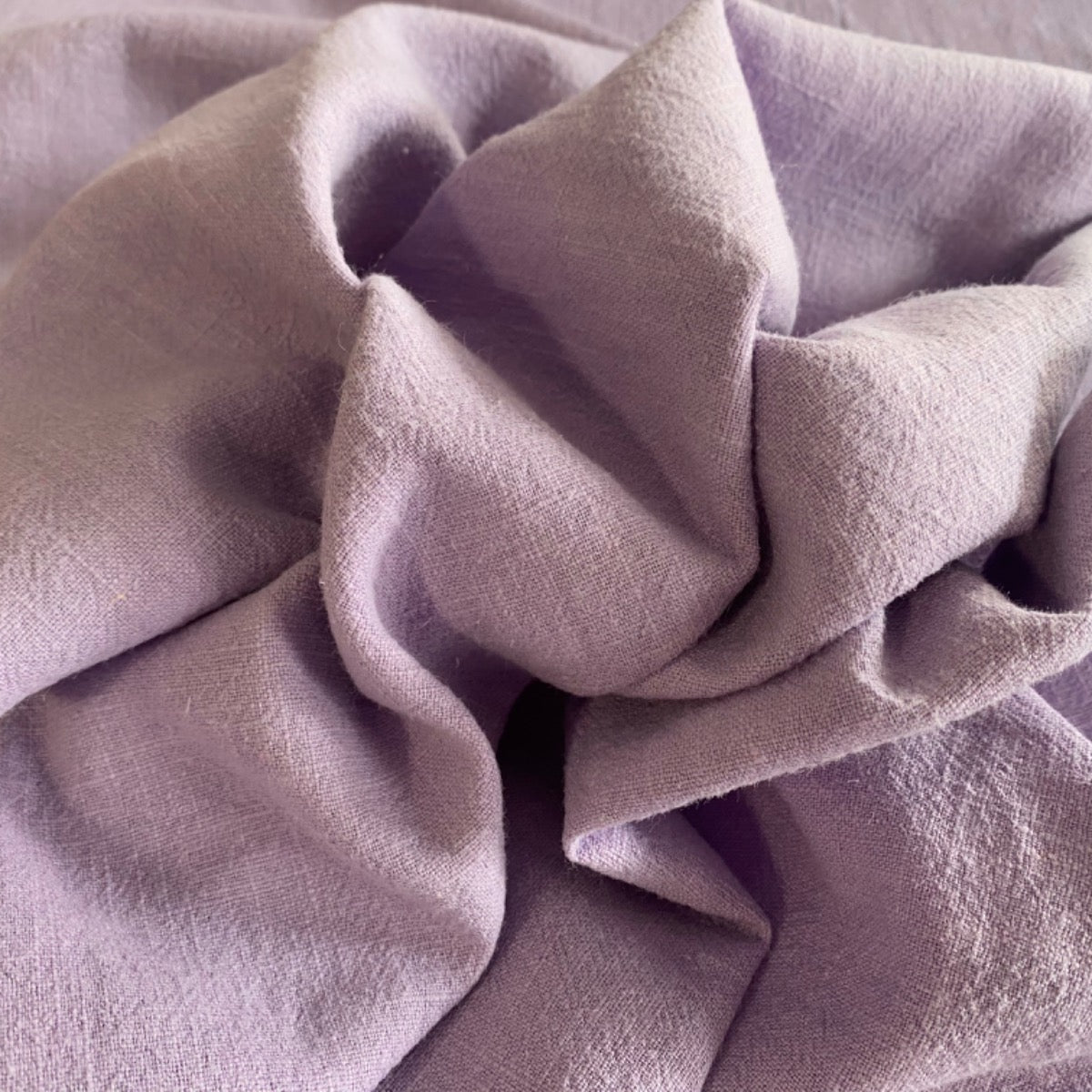 B374 Washed Ramie Linen Look Lilac Fabric crushed
