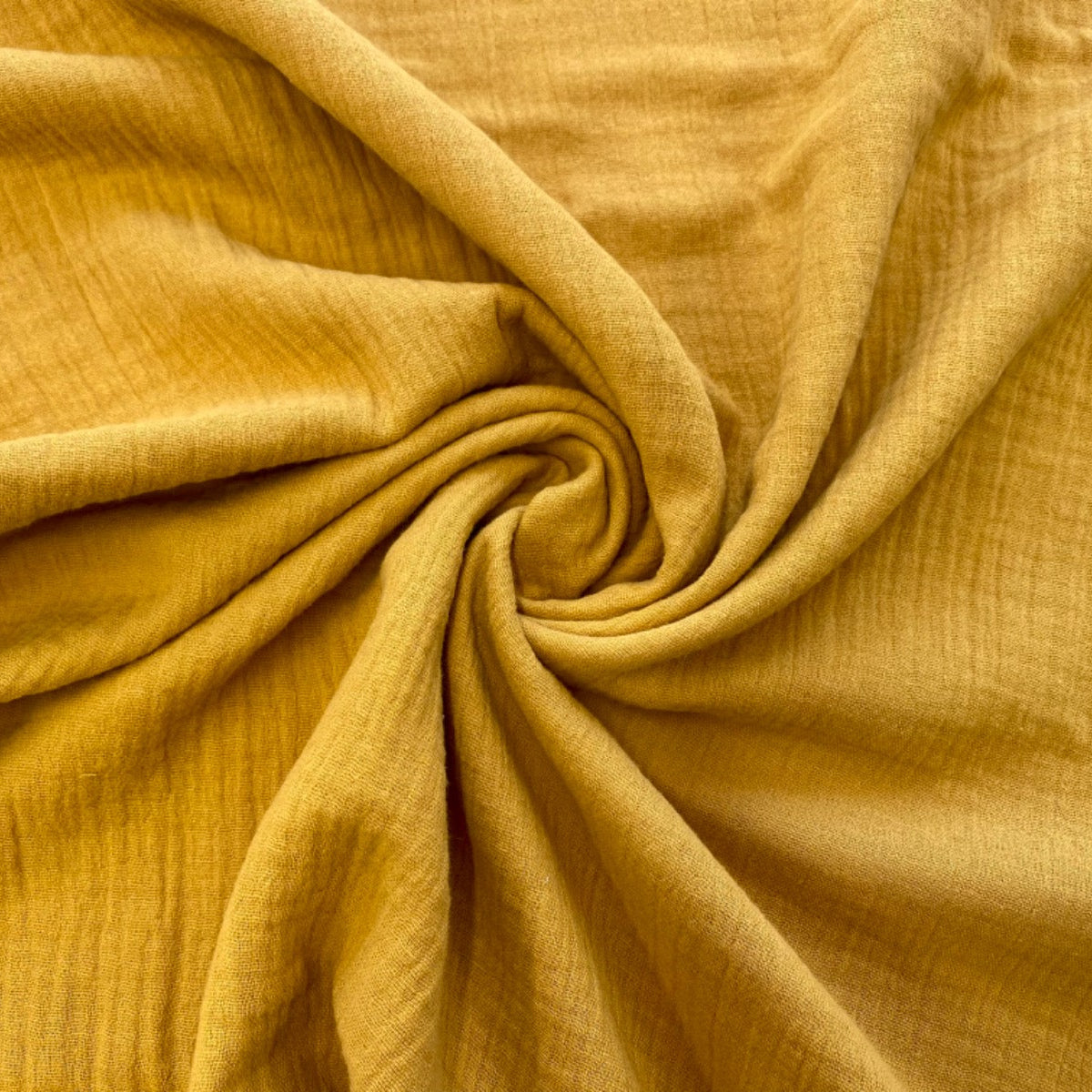 C337 Muslin Double Gauze Crinkle Gold/Mustard Fabric Gathered