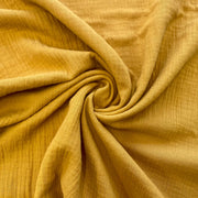 C337 Muslin Double Gauze Crinkle Gold/Mustard Fabric Gathered