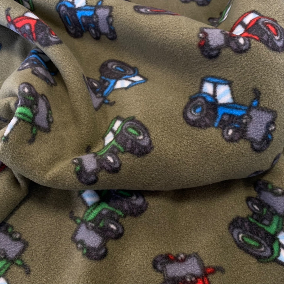 C743 Tractor Polar Fleece Khaki Fabric