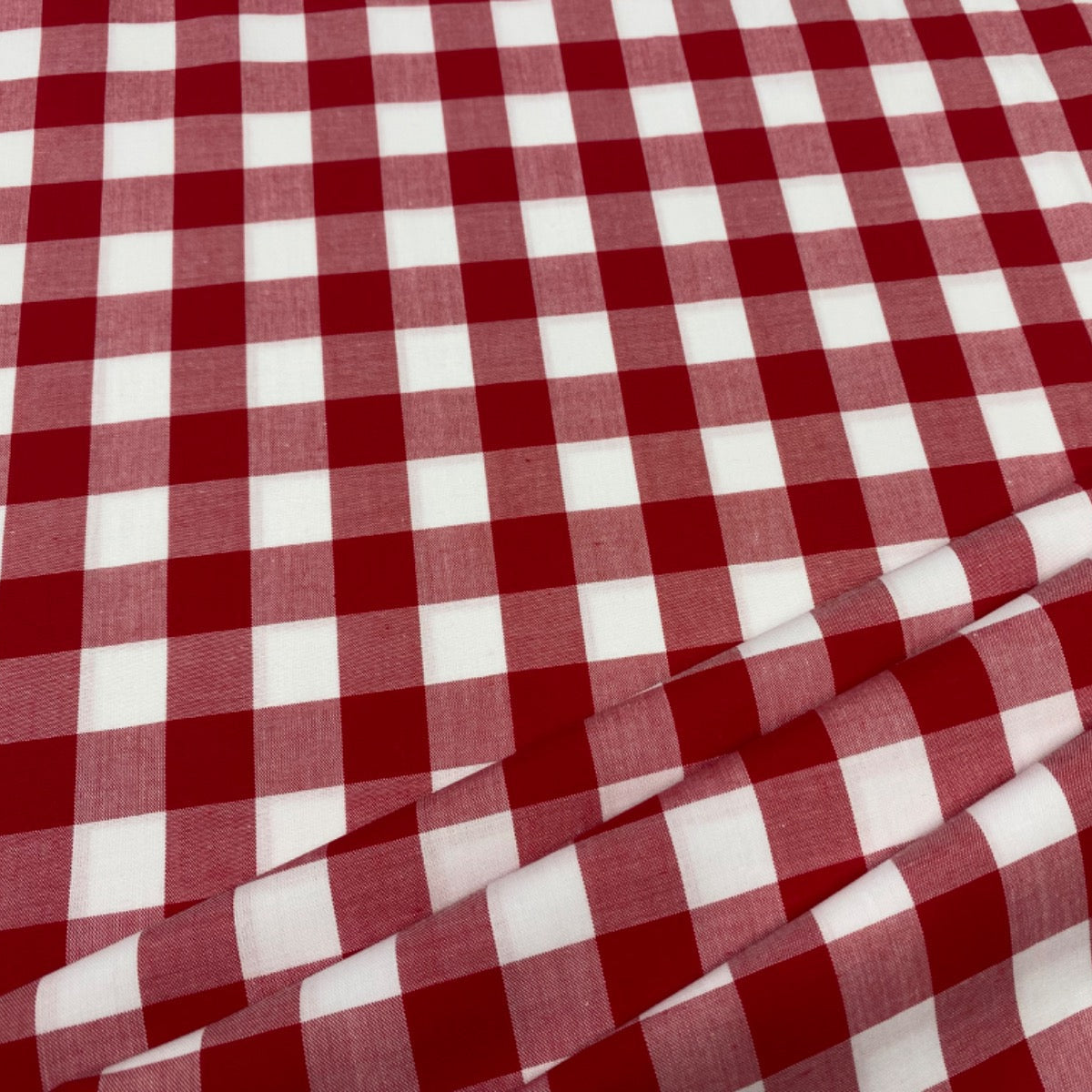 C744 17mm Red Woven Cotton Gingham Fabric