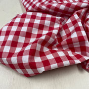C744 17mm Red Woven Cotton Gingham Fabric Swatch