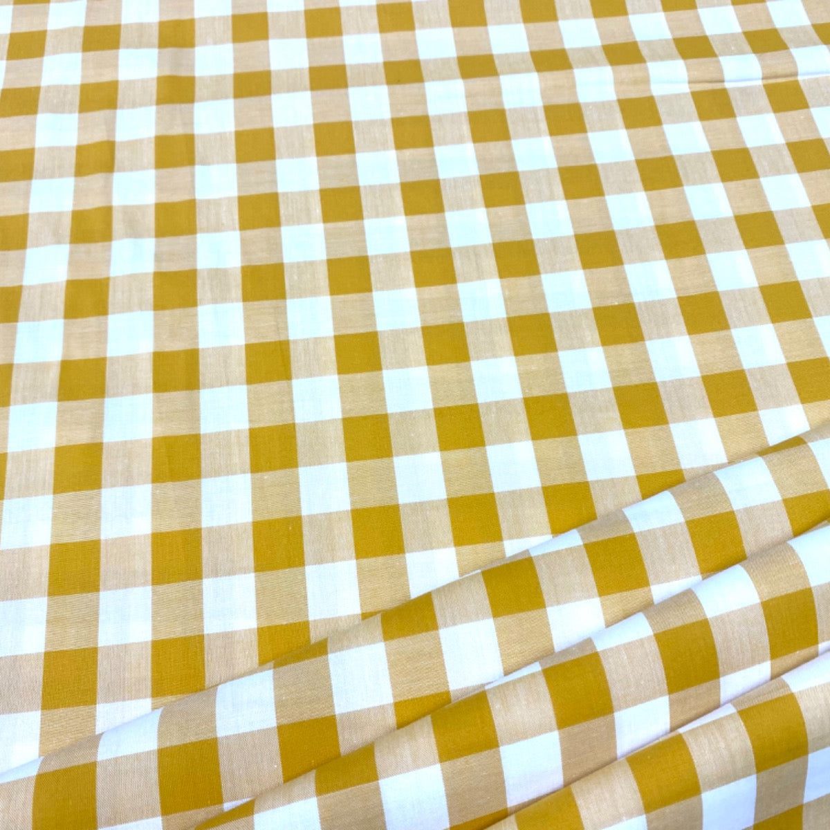 C745 17mm Mustard Woven Cotton Gingham Fabric 