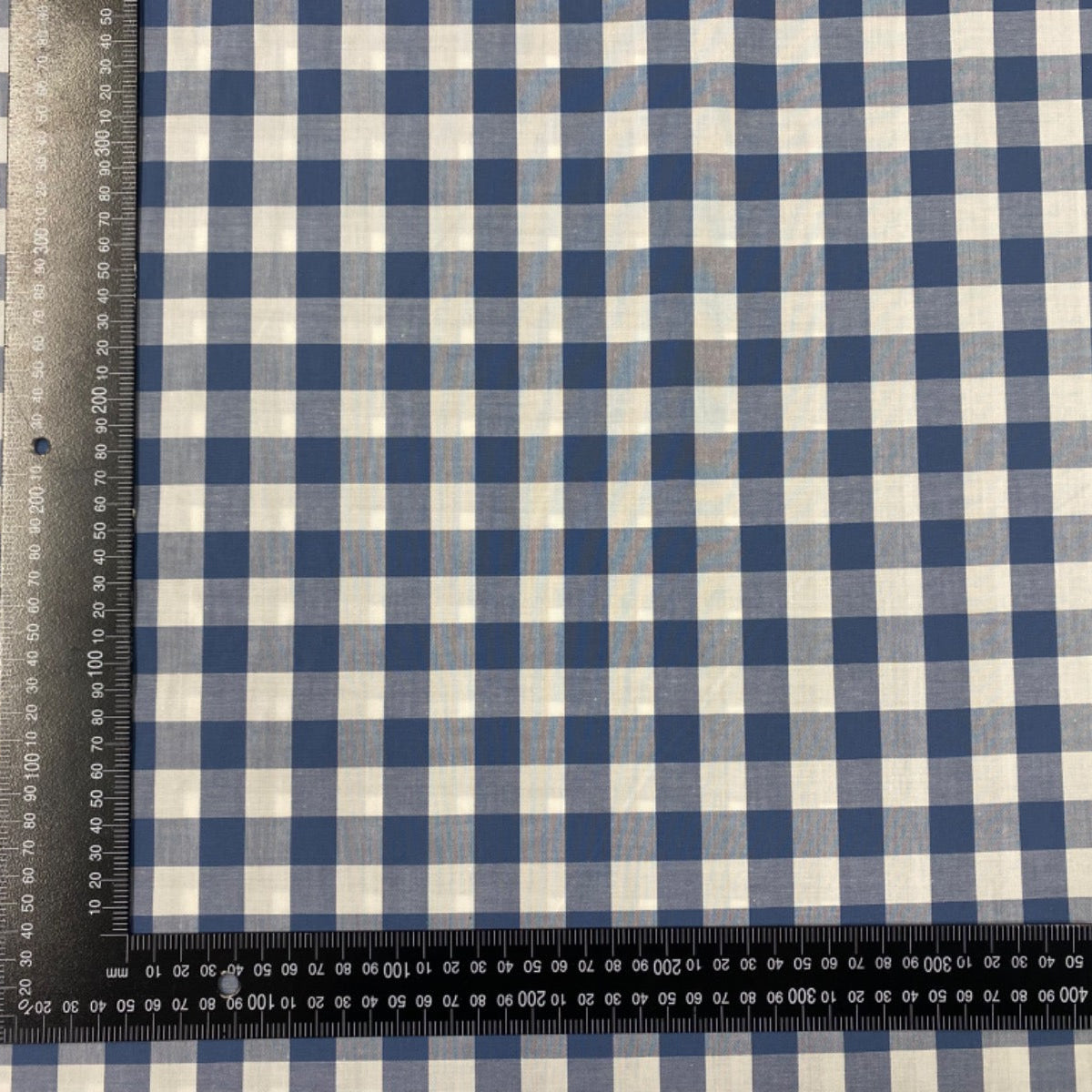 C747 17mm Denim Blue Woven Cotton Gingham Fabric Scale