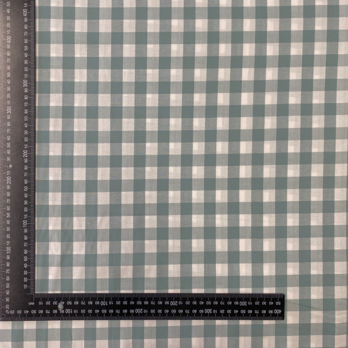 C760 17mm Woven Cotton Gingham Duck Egg Fabric Scale