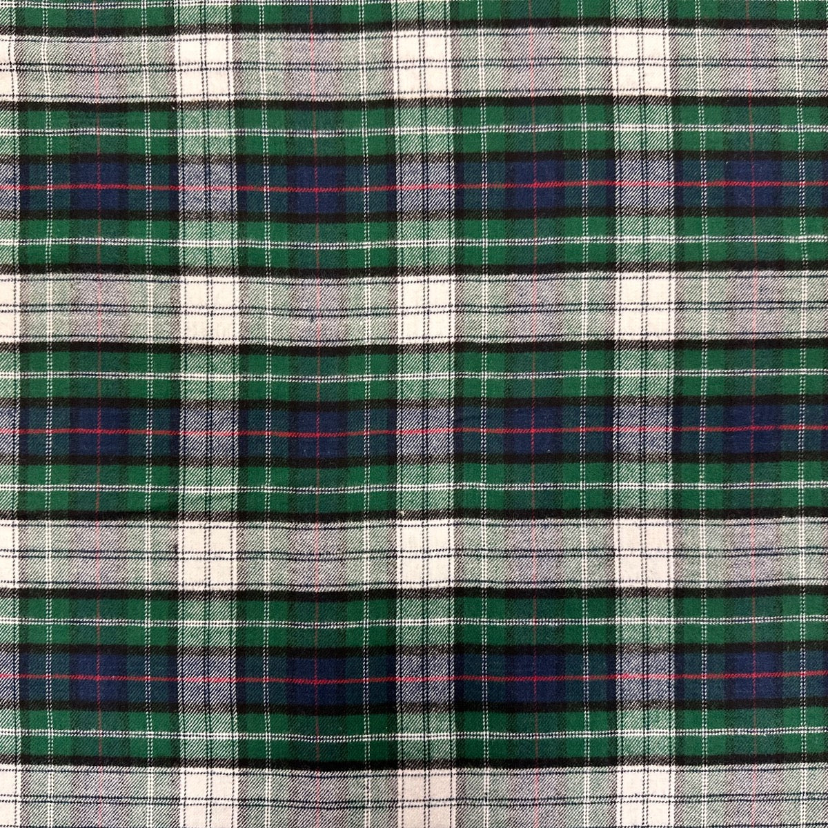 C825 Brushed Cotton Tartan Forest fabric flat