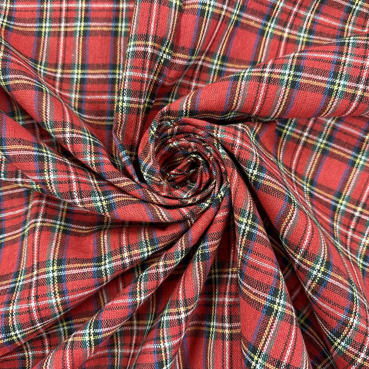 C827 Woven Christmas Tartan Red Gathered