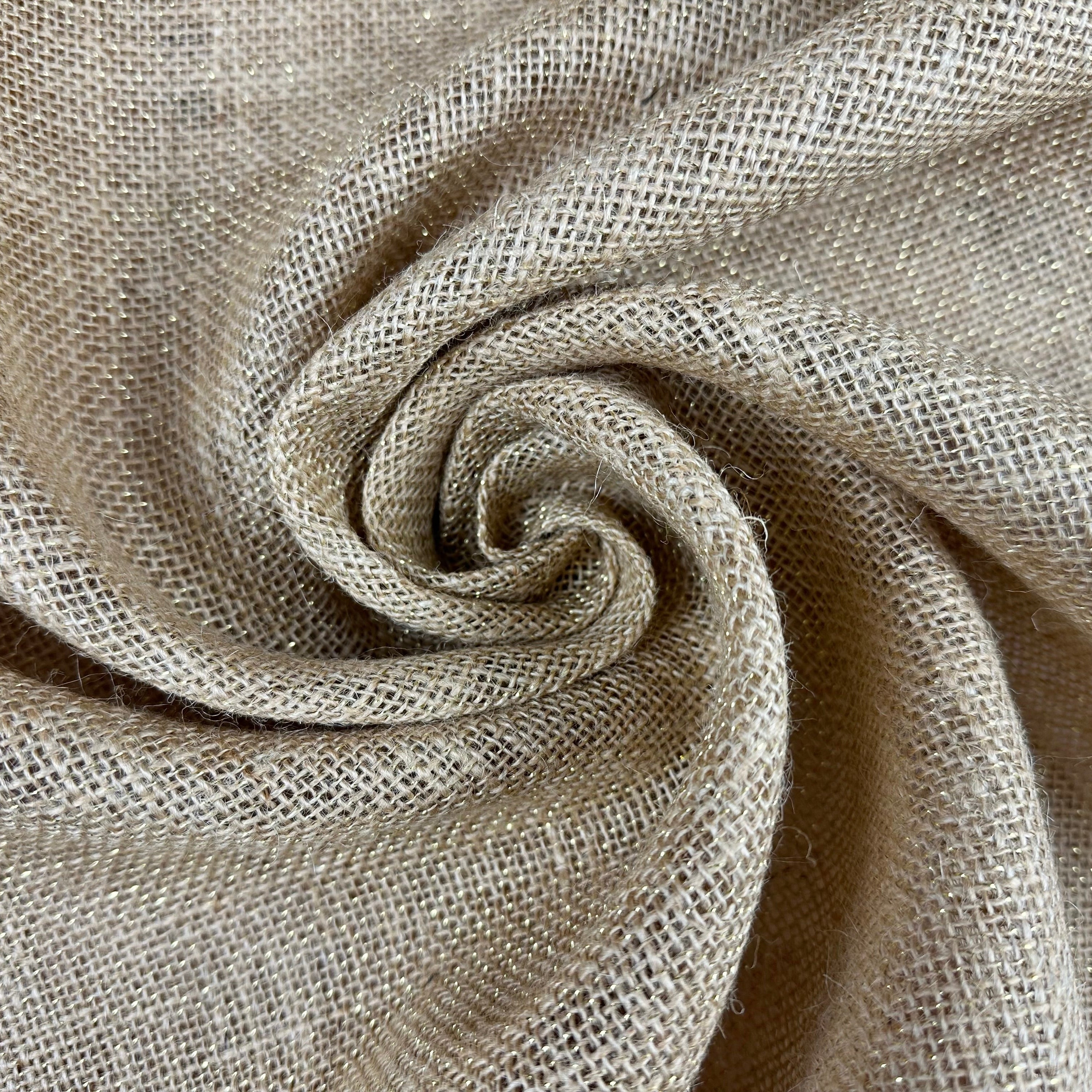 C828_Glitter_Jute_Hessian_Fabric_10oz gathered