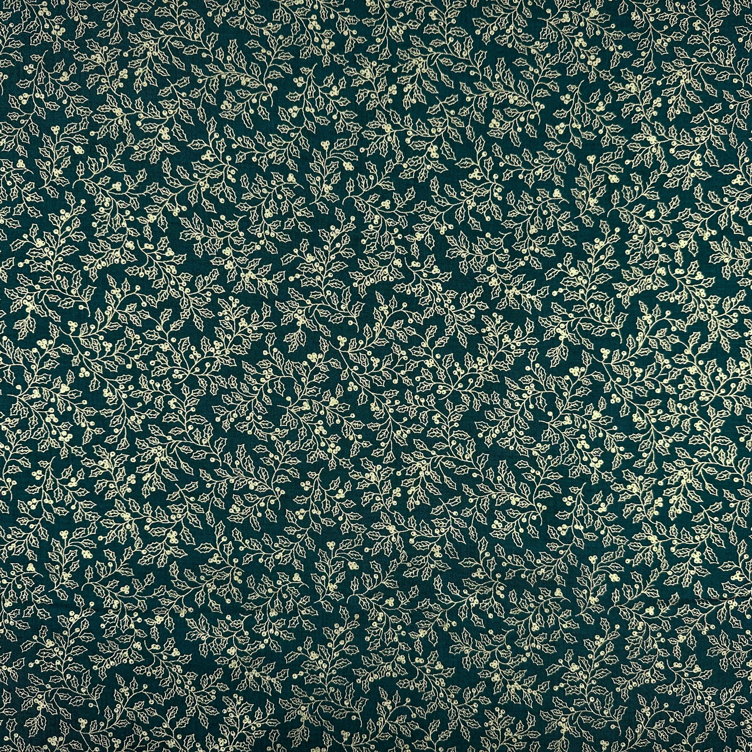C830 Metallic Holly Outline Green  fabric flat