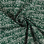 C835 Merry Christmas Green fabric gathered