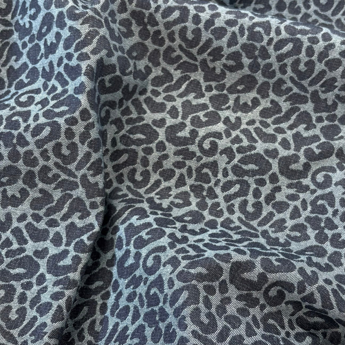 C862 Leopard Denim Weave Blue Fabric Texture