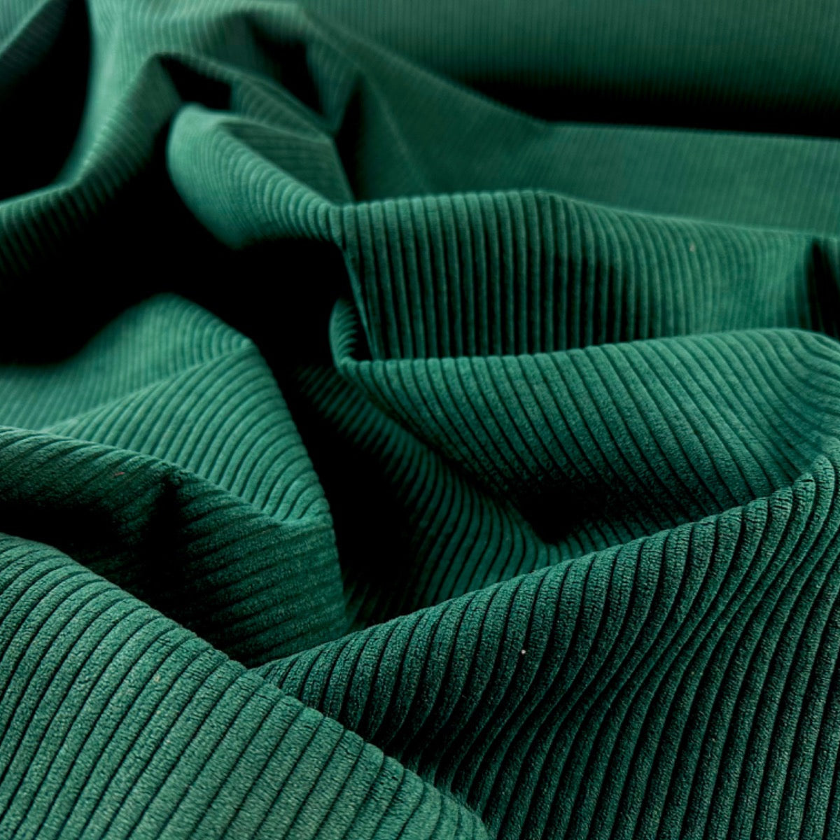 Chunky 5 Wale Upholstery Corduroy Forest H335 Fabric Gathered