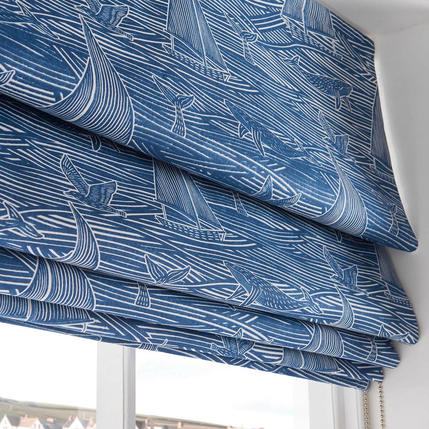 Clarke & Clarke Fin Navy Roman Blind