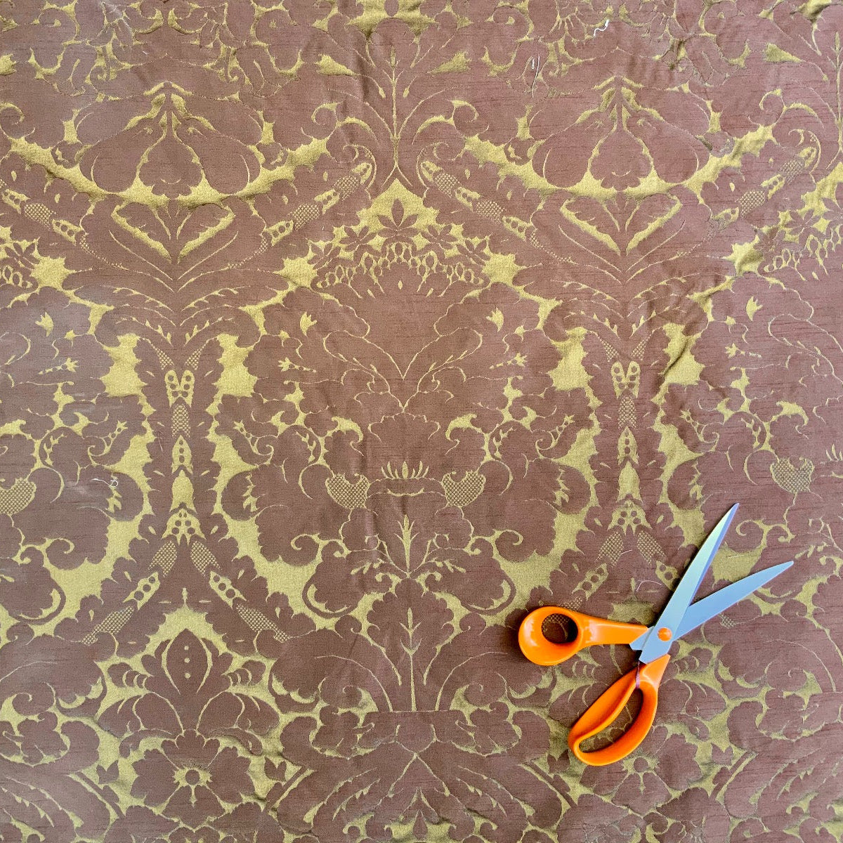 Dutch Damask Copper Gold T459 Fabric scale