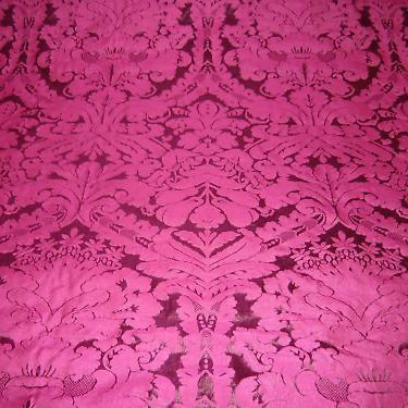 Faux Silk Damask Fuchsia Fabric