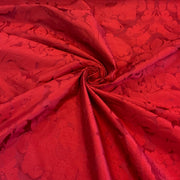 Faux Silk Damask Red Fabric
