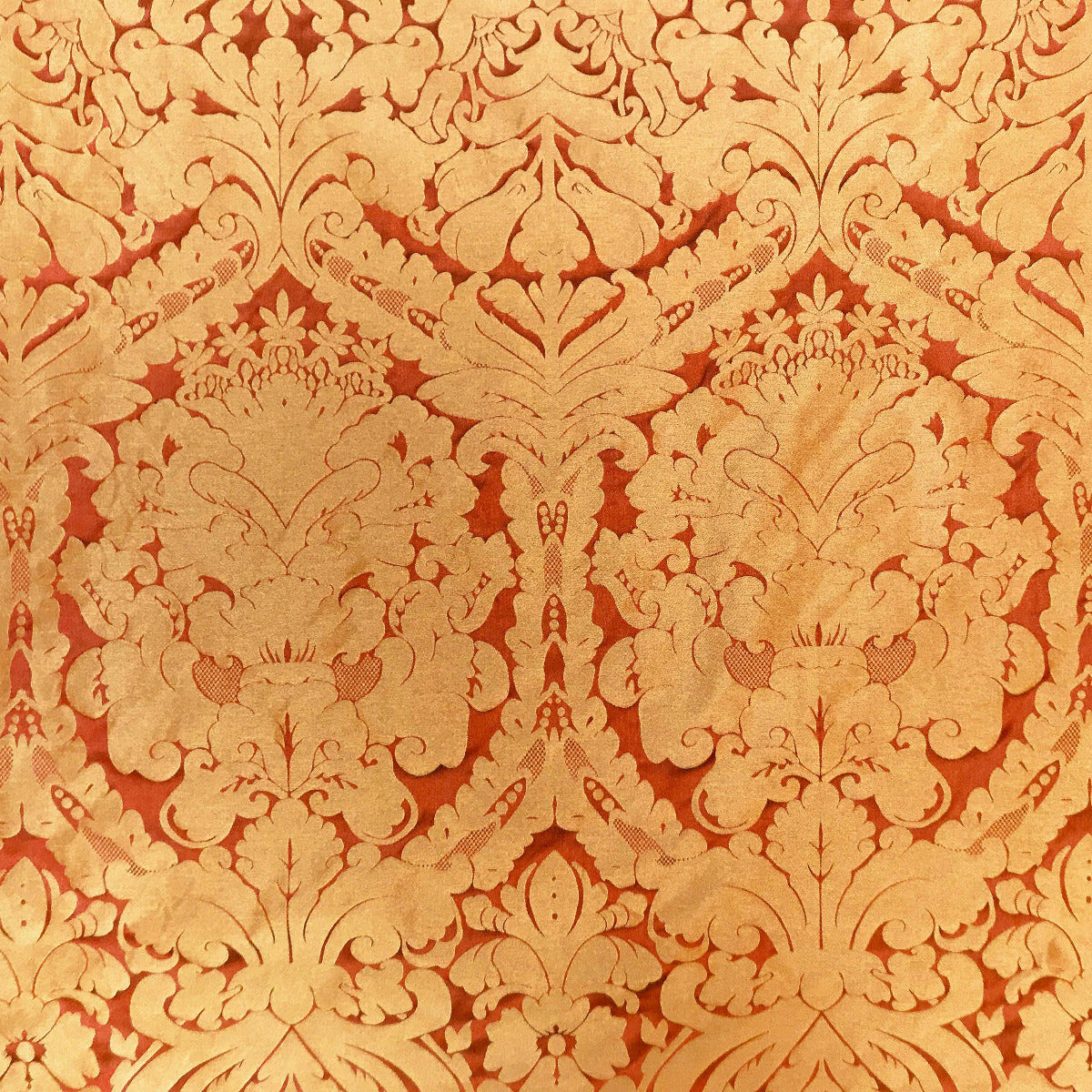 Faux Silk Damask Rust