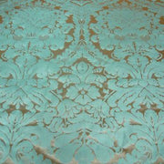 Faux Silk Damask Turquoise Silver