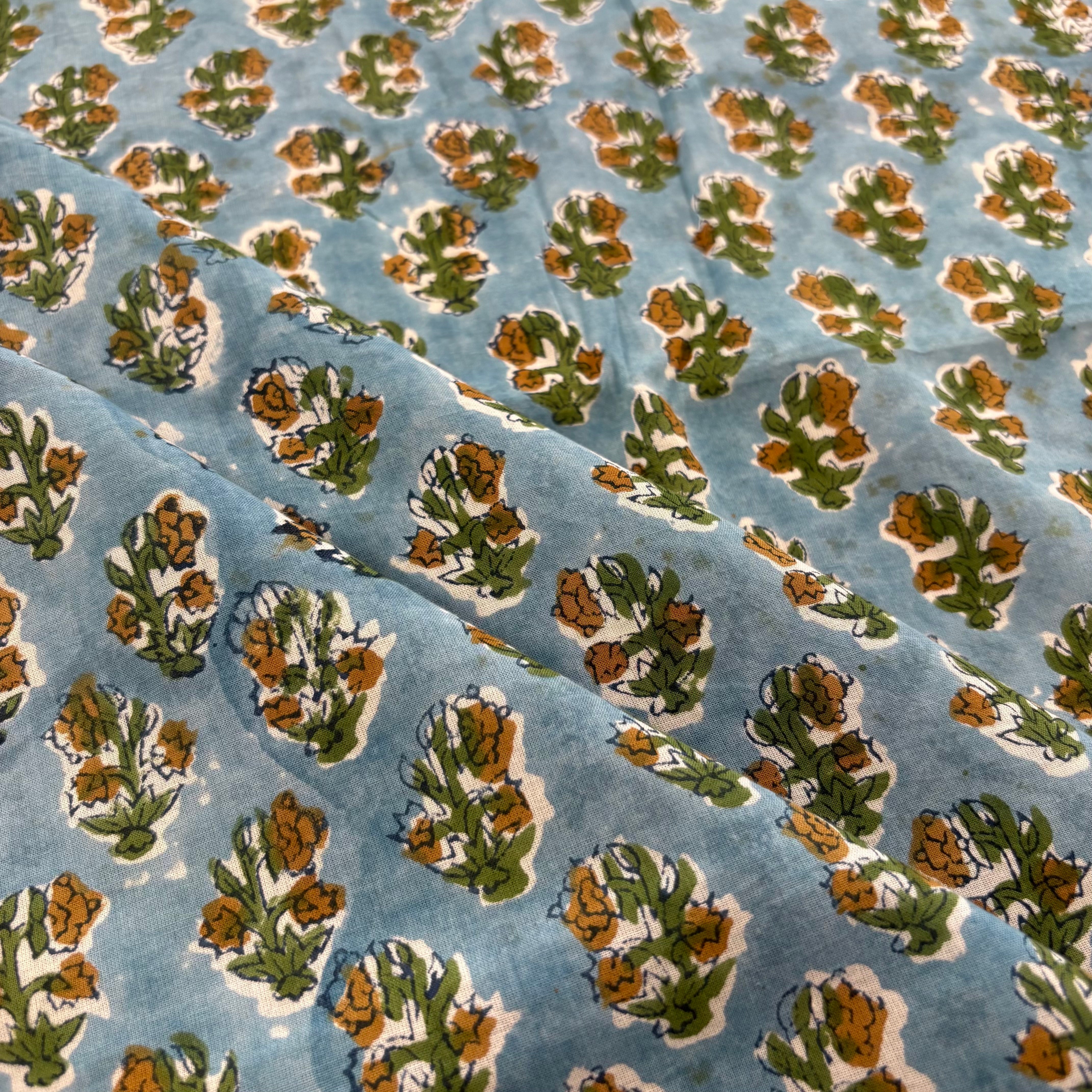 Floral Motif Block Print Sky Tex Ex 3006