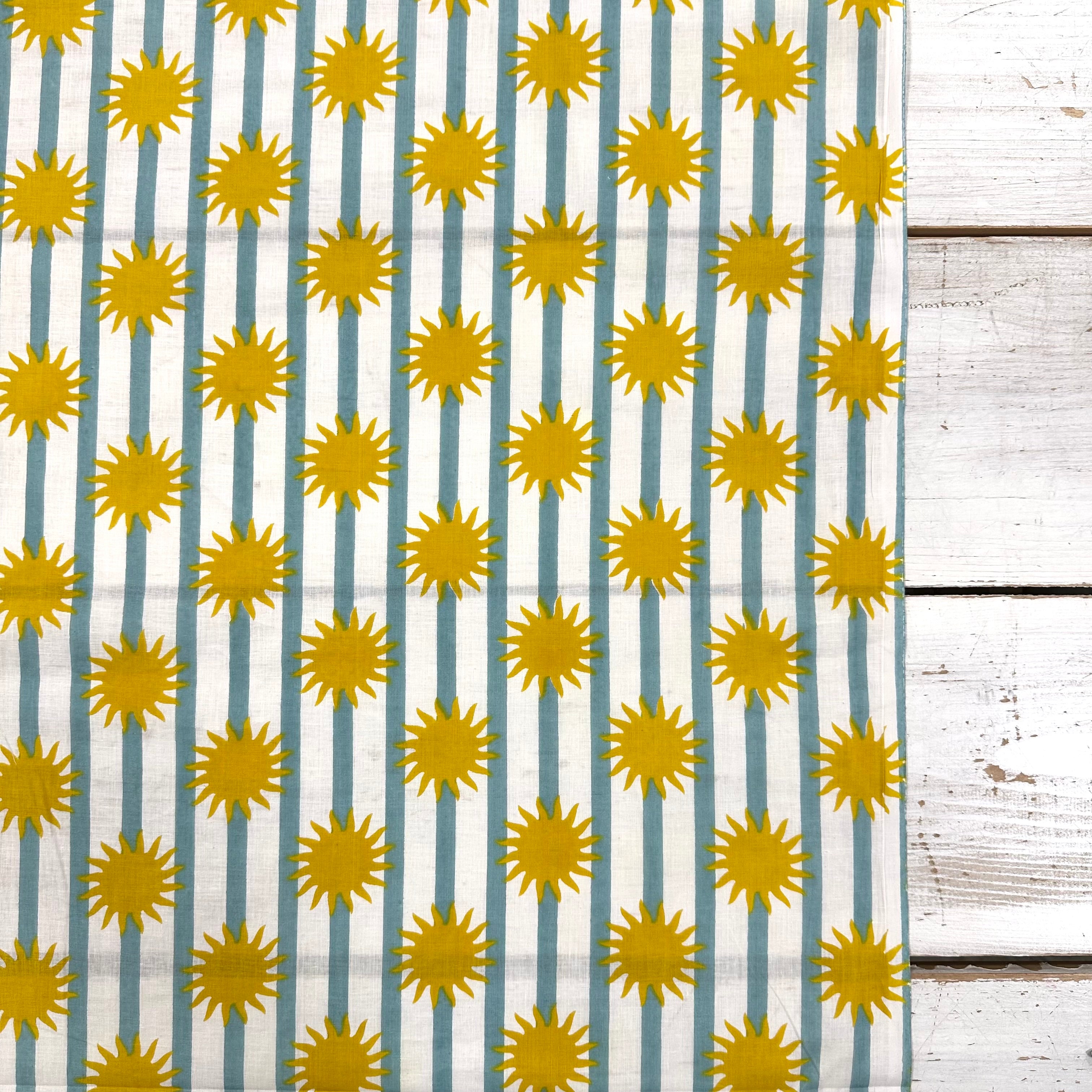 Sunshine Stripe Indian Print Yellow Blue Tex Ex 2958