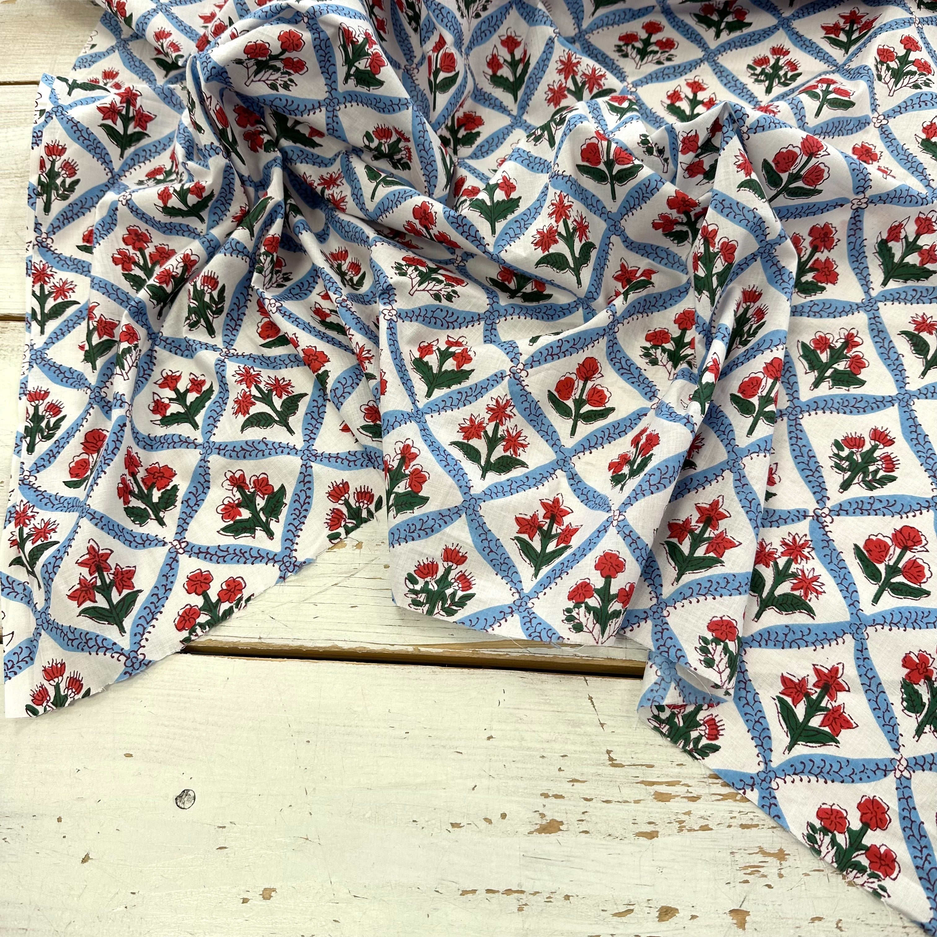 Floral Trellis Indian Print Blue Tex Ex 2999