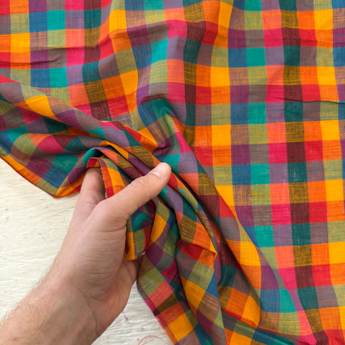 The little Woven Block Gingham Sunset Tex Ex 3048