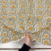 Ivy Flower Block Print Mustard Tex Ex 2969