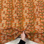 Madurai Flower Block Print Orange Tex Ex 2974