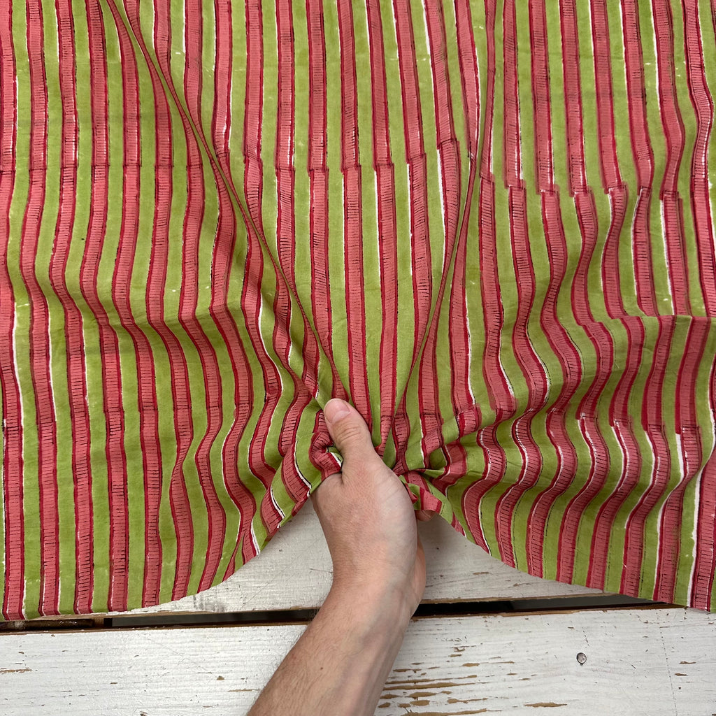 Fabirc Laddering Ladder Stripe Block Print Coral/Green Tex Ex 2989 | Textile Express ...